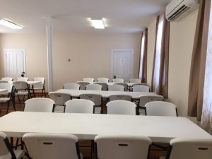 Another View of the Main Hall with Tables and Chairs to seat 60 people.