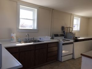 These are pictures of the large kitchen with lots of counter space.